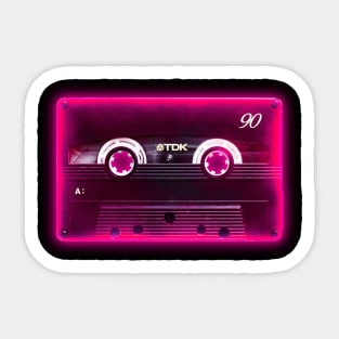 Red Neon Cassette Tape Sticker